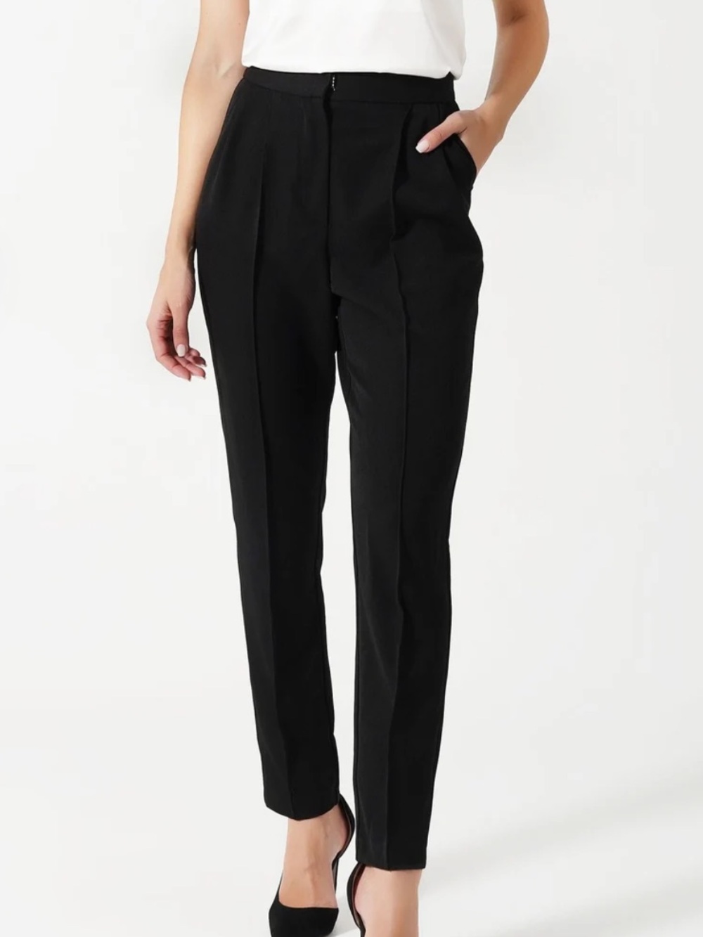 Zara High Waisted Cigarette Dress Pants Black Size XL NWT